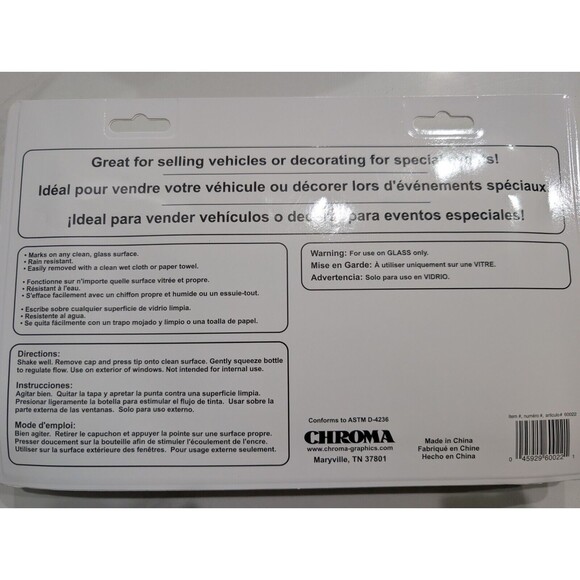 Chroma Auto Glass Marker Pack For Car Windows Washable Liquid Chalk Pen 8 PCS - Picture 2 of 5